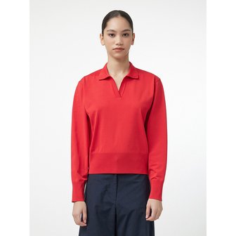 헌터 [WOMEN] 오픈 카라 니트 - 레드 HEW0001AKZRED