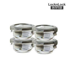 [본사] Locknlock 오븐글라스 유로 내열밀폐 그레이원형 130ml x4 (291475 x4)