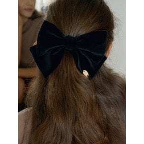 T Feminine Ribbon Barrette_Velvet Black