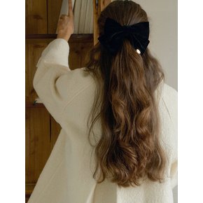 T Feminine Ribbon Barrette_Velvet Black