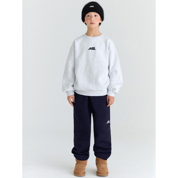 [SET] E05 기모 미니로고 맨투맨 셋업 (라이트그레이/네이비)