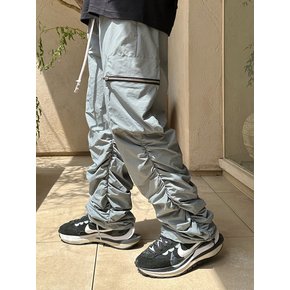 NYLON SHIRRING CARGO PANTS (BLUE GREY)