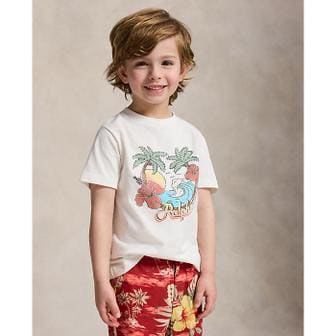 폴로 랄프 로렌 폴로 키즈 남아 2-7세 코튼 저지 그래픽 티(CWPOTSHB8021268100)