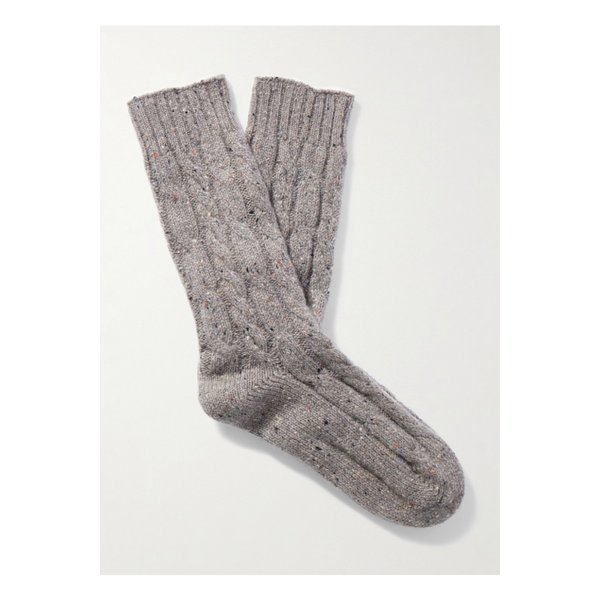 존스톤스 오브 엘긴 케이블 니트 도니골 캐시미어 혼방 양말 46376663162948198
