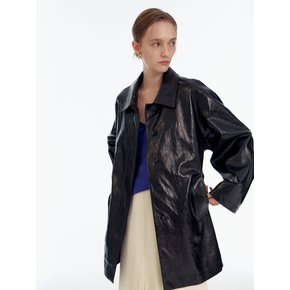 Eco Leather Trench Half Coat