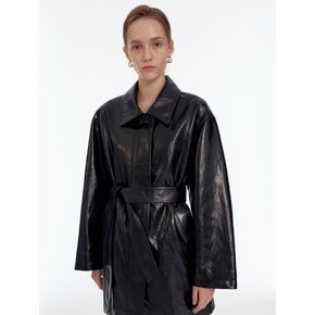 Eco Leather Trench Half Coat