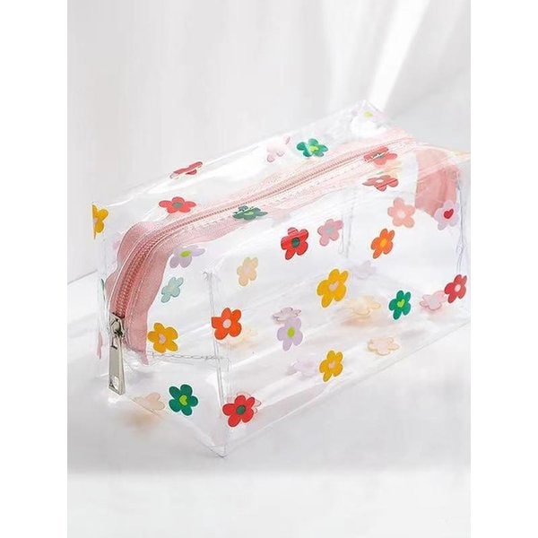생활방수 PVC 플라워 도트 화장품 파우치 4 colors
