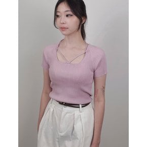 Square Neck Strap Knitted Top