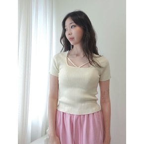 Square Neck Strap Knitted Top