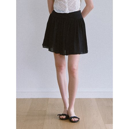라미네즈 Shirring Flare Mini Skirt - Black