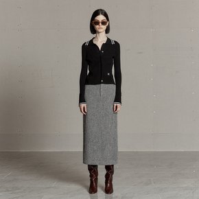 SOPHIA Tweed Wool Long Skirt_Black