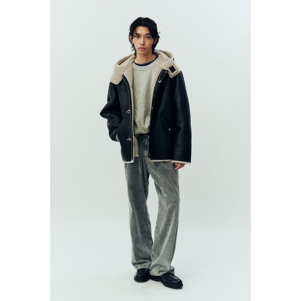 [MEN] 파이어맨 디테일 신세틱레더 후디 점퍼 9155461133099