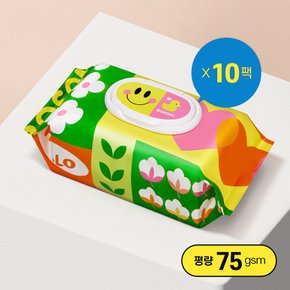 액션플레이 아기물티슈 캡형 70매 x 10팩 (고평량 엠보 75g/식품등급성분)