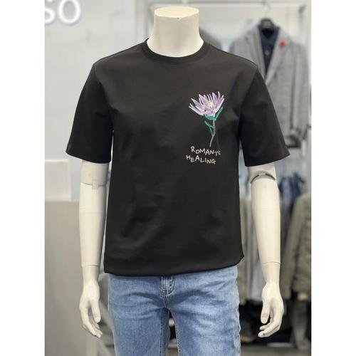 바쏘 세이브존01 S/S 플라워 자수 면혼방 프리미엄 티셔츠 BSX2KR52ABK(1)