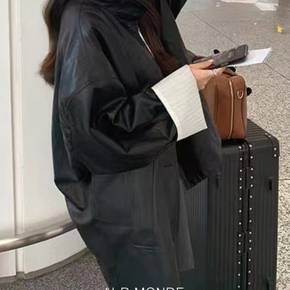 / 여성 페이크 반하이넥 레더 자켓 오버핏 실루엣 가을