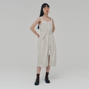 Nylon Belted Dress_LIGHT GREY