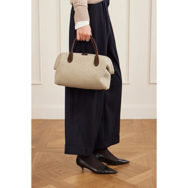 페이 가죽 트리밍 캔버스 토트백 46376663163001956