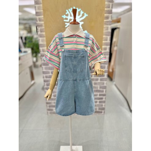 레코브 숏 데님 멜빵팬츠(LC41E7DM002X)