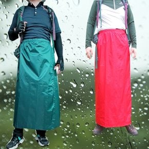고밀도 그린레드 등산치마우의 우비+보관백 비치마