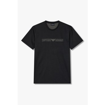 EMPORIO ARMANI 남성 아웃라인 로고 라운지 티셔츠 (0815114017)