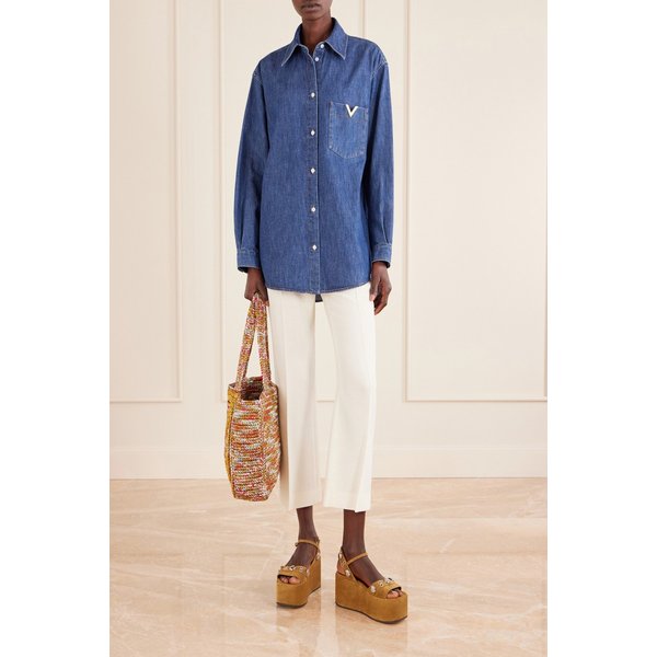 장식 코튼 데님 셔츠 다크 인디고 46376663162986467