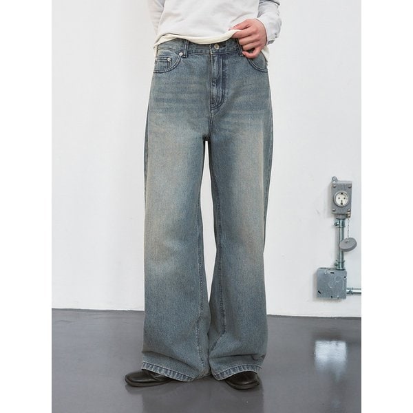 유주얼 미드라이즈 와이드 데님 팬츠 [light blue]