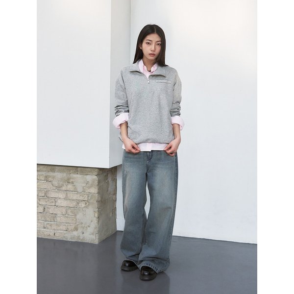 유주얼 미드라이즈 와이드 데님 팬츠 [light blue]