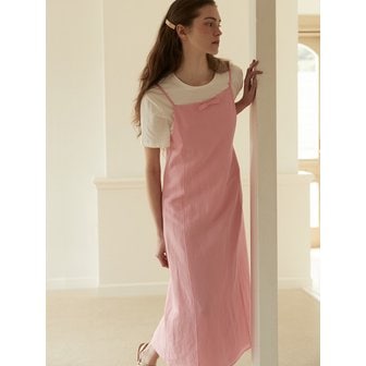 비뮤즈맨션 Ribbon point linen dress - Pink