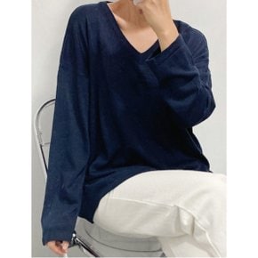 브이넥 베이직 데일리 배색 긴팔 니트  WIBANT149 _P356429602