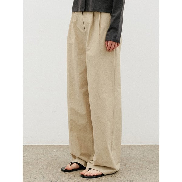비조 투턱 와이드 팬츠_BEIGE