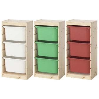 이케아 TROFAST 트로파스트 수납장+바구니3개 프레임 우드 44x30x91cm/서랍장/정리함