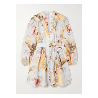 짐머만 어센션 플로럴 프린트 리넨 미니 드레스 화이트 46376663162884624