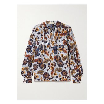 울라존슨 플로리안 프린트 실크 블라우스 블루 1647597355029450