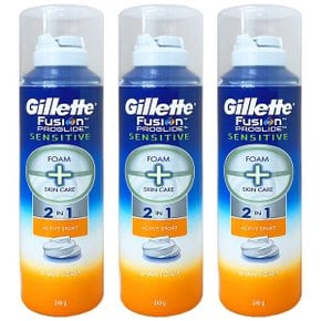 퓨전 프로글라이드 센서티브 액티브 스포츠 폼 245ml 3개 ~ 2in1 세이프 면도크림 쉐이빙 면도거품