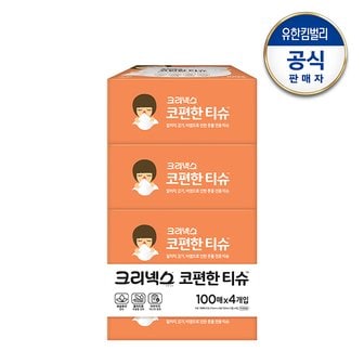 유한킴벌리 크리넥스 코편한 티슈 100매x4개입