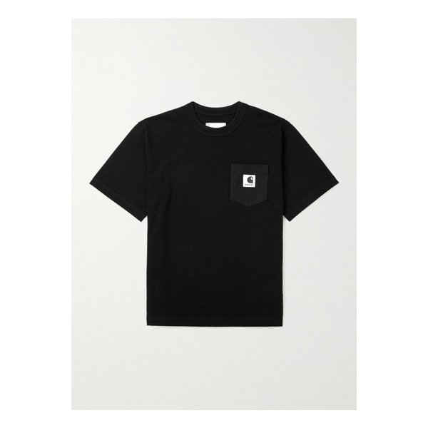 로고 아플리케 캔버스 트리밍 코튼 저지 티셔츠 46376663163004589