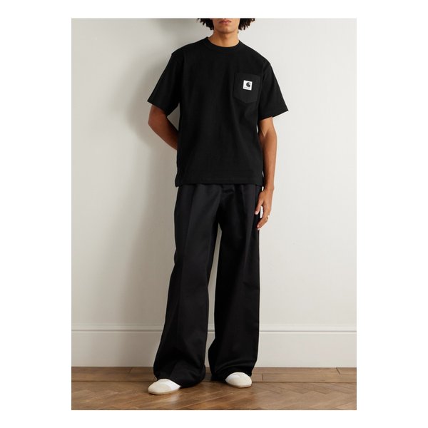 로고 아플리케 캔버스 트리밍 코튼 저지 티셔츠 46376663163004589