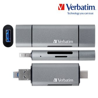 버바팀 허브 카드리더 USB 3.0 + Type-C OTG + 마이크로 5핀 그레이