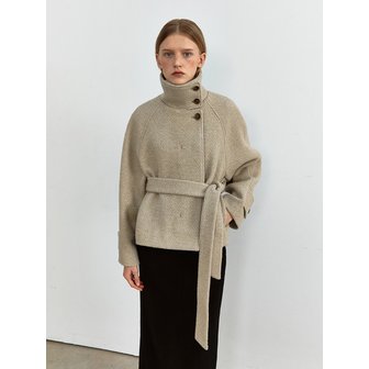 모한 TWW HIGH NECK BUCLE TWEED HALF COAT_2COLORS