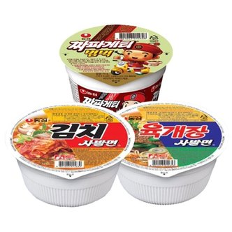 농심 컵라면 6입X2개 총12개(짜파게티범벅/김치사발면/육개장사발면 선택)