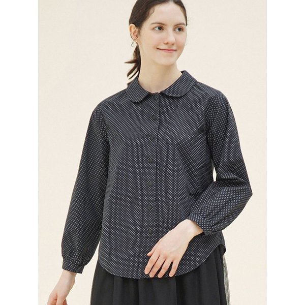 [2차 리오더]도트 라운드 셔츠 9부 블랙 251305OBK