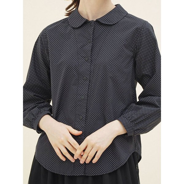 [2차 리오더]도트 라운드 셔츠 9부 블랙 251305OBK