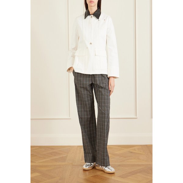 에코 가죽 트리밍 코튼 데님 재킷 46376663162975291