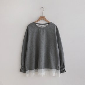 가에 핀턱 프릴 레이스 티