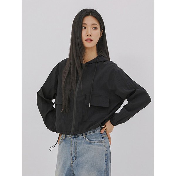 여성 후드포켓 윈드브레이커 (BLACK) (HA4UJ1A-39)