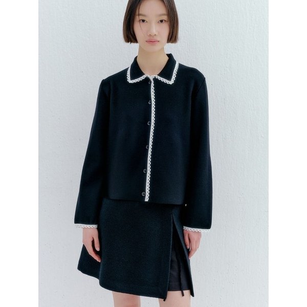 울 트위드 스커트 쇼츠 - 블랙