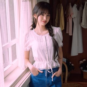 로라로라 FRILL SHIRRING BLOUSE WHITE