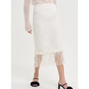 Charlotte Flower Fringe H Line Skirts_Ivory