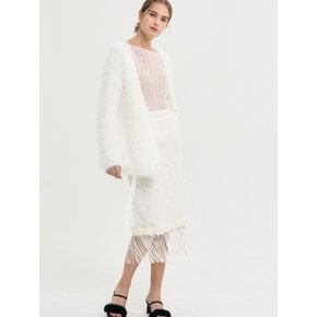 Charlotte Flower Fringe H Line Skirts_Ivory