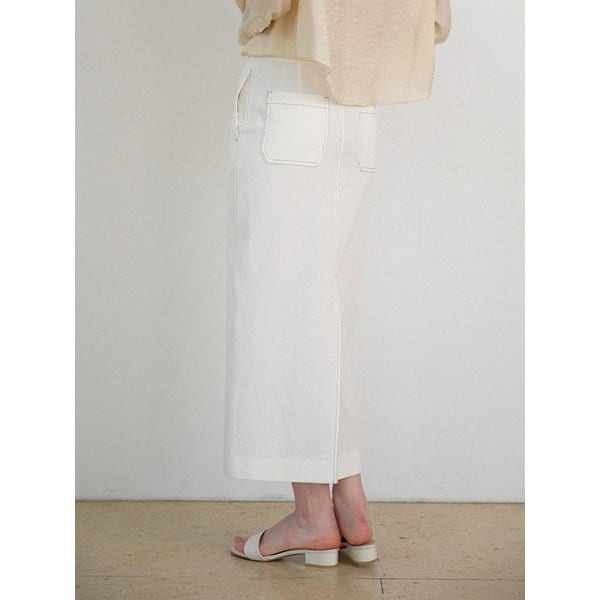 Minimal stitch cotton long skirt_2colors